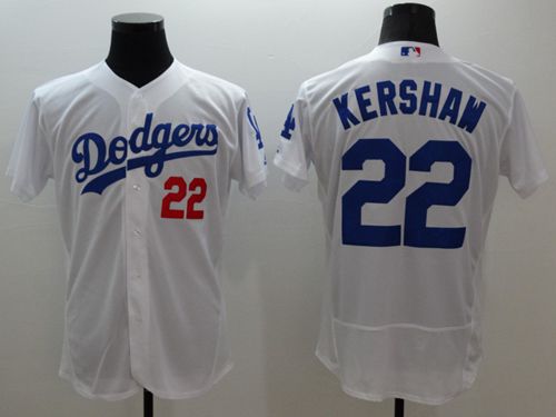 Dodgers #22 Clayton Kershaw White Flexbase Authentic Collection Stitched MLB Jersey - Click Image to Close